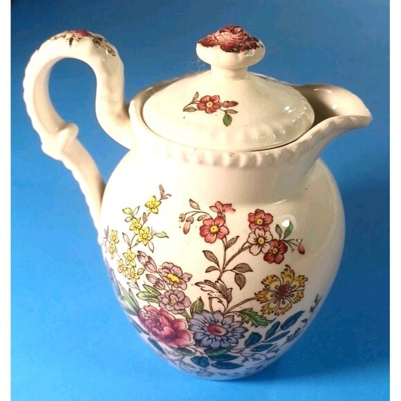 Copeland Spode Romney Gadroon Syrup or Cream Pitcher With Lid Vintage 1950s - Picture 1 of 8